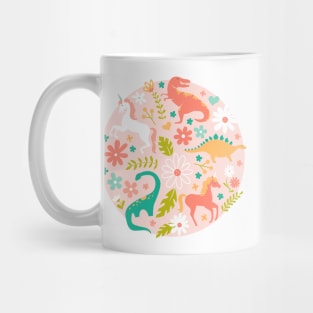 Dinosaurs + Unicorns on Pink Mug